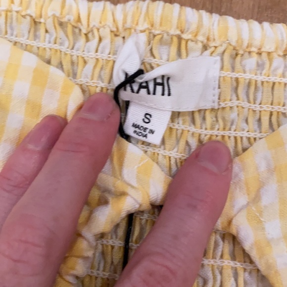RAHI Kiley Gingham Check Mini Skirt & Crop Top Set Yellow White Size S - Picture 5 of 7